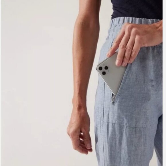 Size 26 (3X) - ATHLETA - Cabo Linen Joggers Light Blue Pant Lightweight NEW - Picture 4 of 6